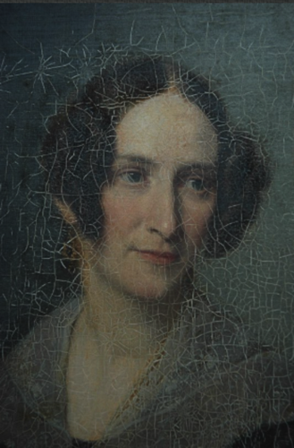 Oil on canvas, Close up - Before conservation Aging cracks ond discloloured varnish